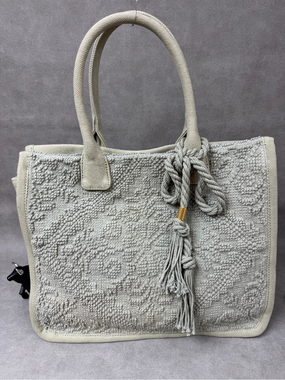 Vince Camuto Textured Ivory Tote with Tassel